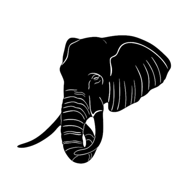 Vetor coleção de silhueta artesanal de logotipo de cabeça de elefante