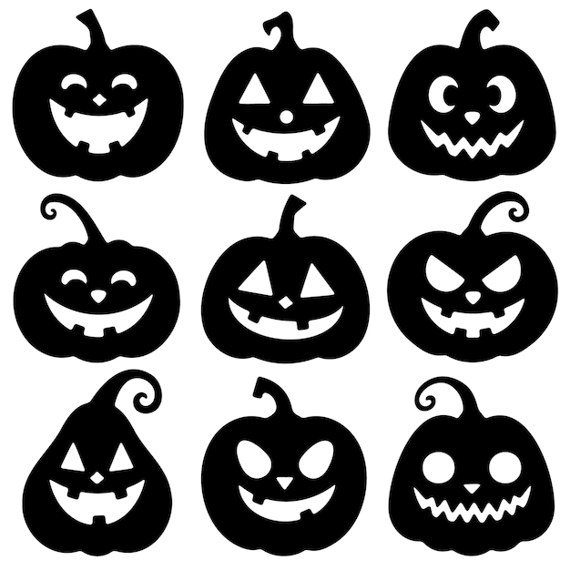 Coleção de silhuetas de lanternas Jacko para o Halloween