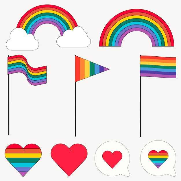 Coleção de símbolos de orgulho coloridos