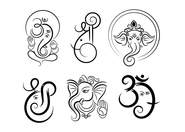 Vetor coleção de símbolos lord ganesha