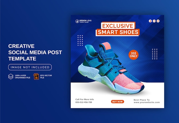 Coleção de smart shoes exclusiva para instagram banner ad concept modelo de postagem em mídia social