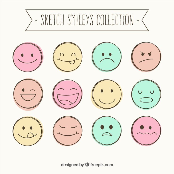 Vetor coleção de smileys esboço