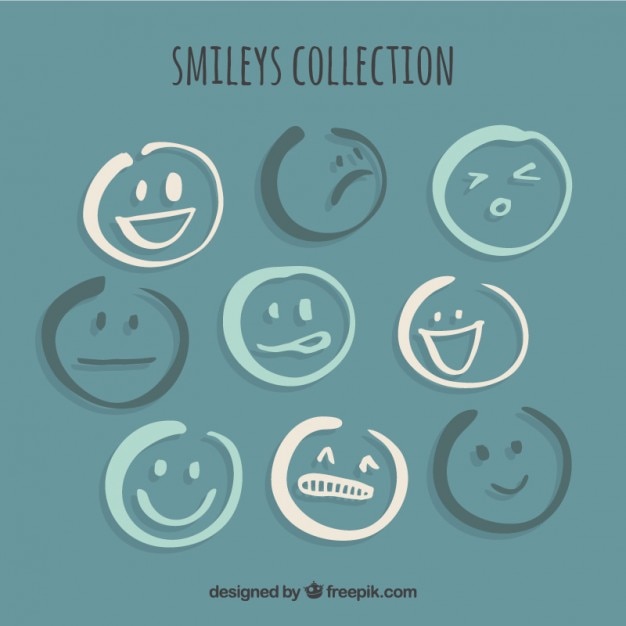 Vetor coleção de smileys esboços