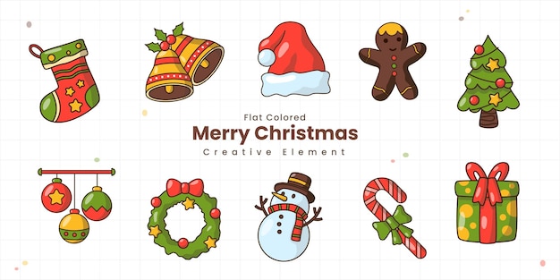 Coleção de suprimentos de elementos fofos de Feliz Natal Decoração festiva de Natal Temporada de férias de inverno