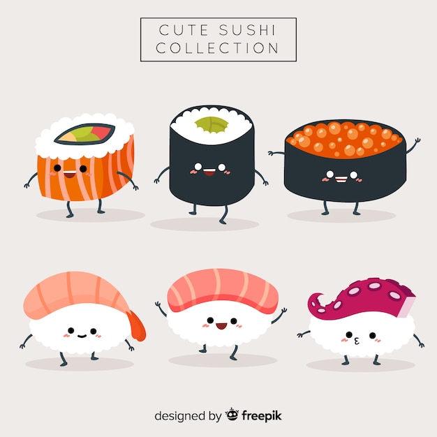 Coleção de sushi kawaii