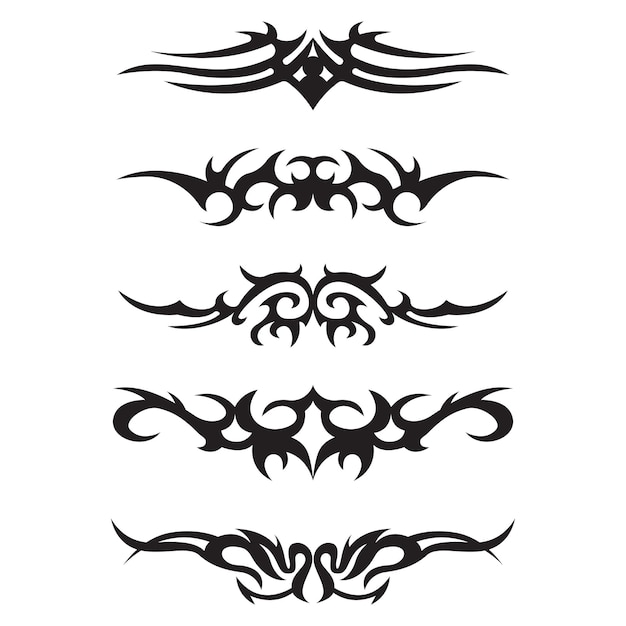 Coleção de tatuagens tribais pretas desenhadas à mão