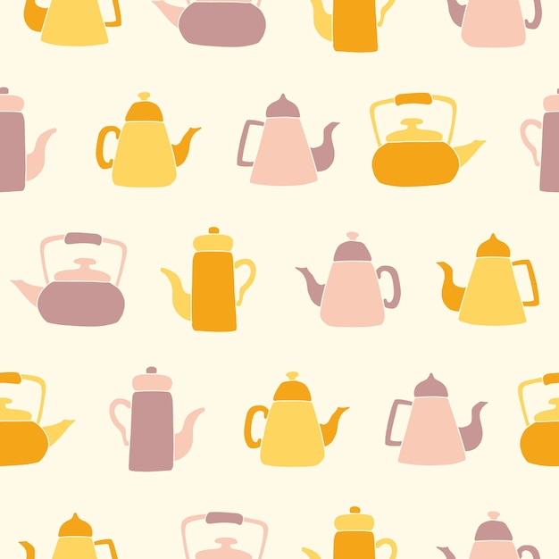 Coleção de Teapot Vector Seamless Pattern Ilustração Design