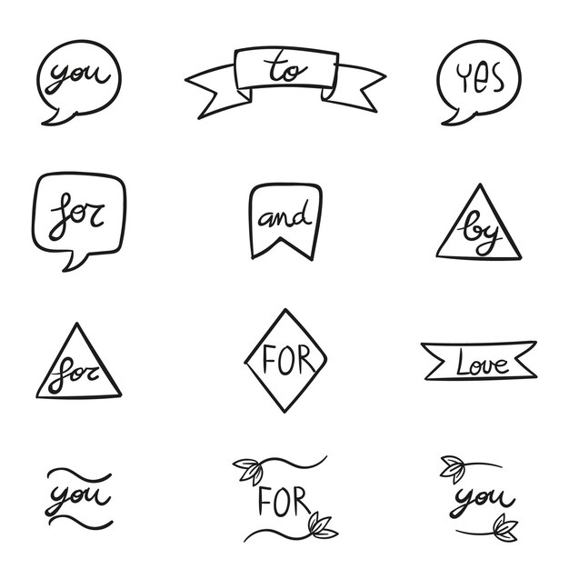 coleção de texto desenhado à mão
