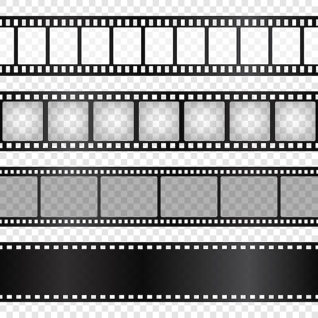Coleção de tiras de filmes realistas tiras de filmes antigos de cinema retro ilustração vetorial gravação de vídeo