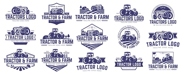 Coleção de tractor e logotipo da fazenda