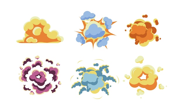Coleção de vários elementos de efeitos especiais de explosões ilustração vetorial isolada em um fundo branco