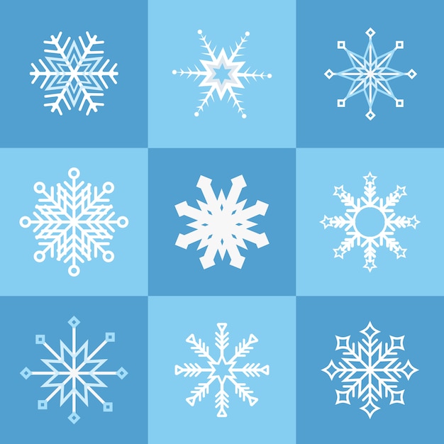 Coleção de vários flocos de neve