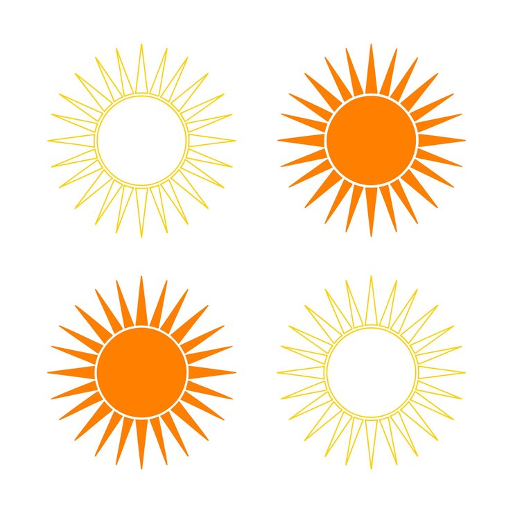 Coleção de Vários Ícones e Símbolos do Sol