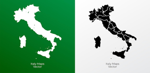 Vetor coleção de vetor de design de mapas de silhueta itália vetor de mapas de silhueta itália