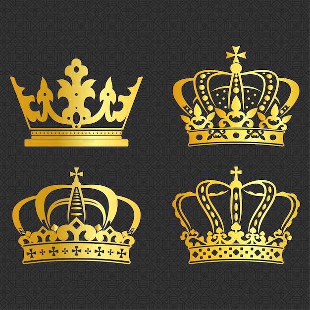 Vetor coleção de vetores de coroa de ouro rei rainha de luxo