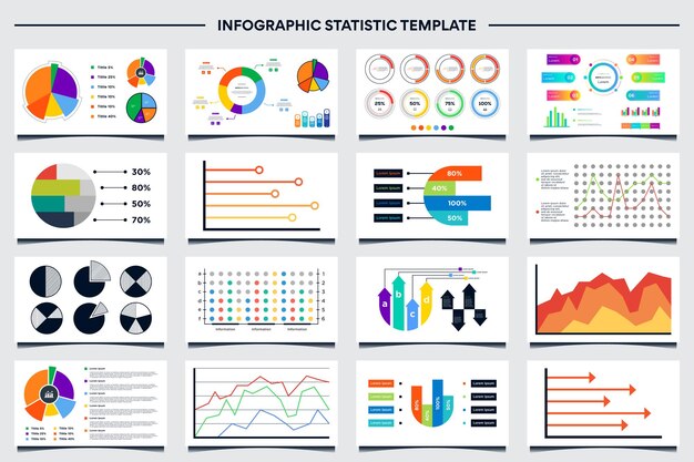 Vetor coleção de vetores de design de modelos de diagramas de gráficos de informações