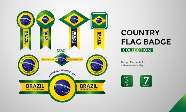 Coleção de vetores de distintivo de bandeira do brasil