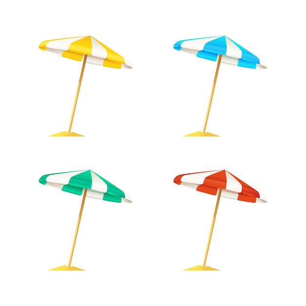 Coleção de vetores de guarda-chuva de praia proteção solar de guarda-chuva isolada em fundo branco