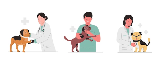 Coleção de vetores do conceito de exame veterinário
