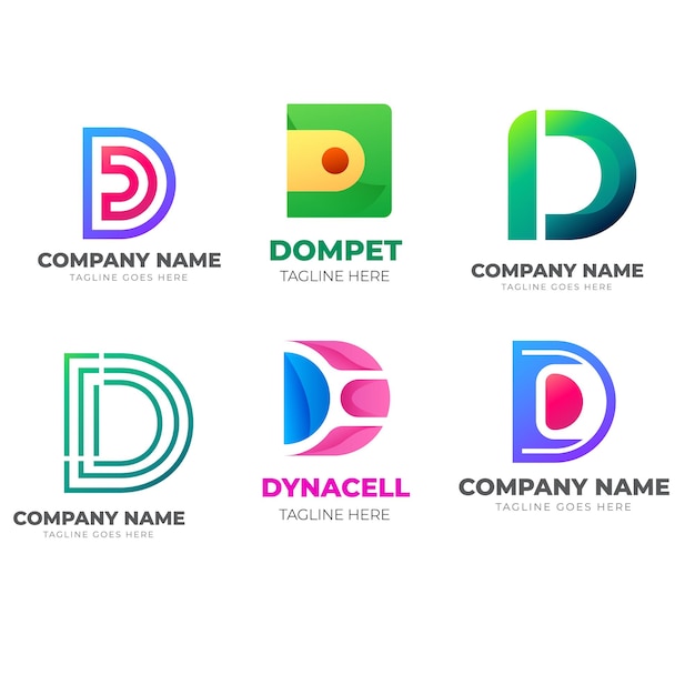 Coleção de vetores grátis de diferentes logos gradient d