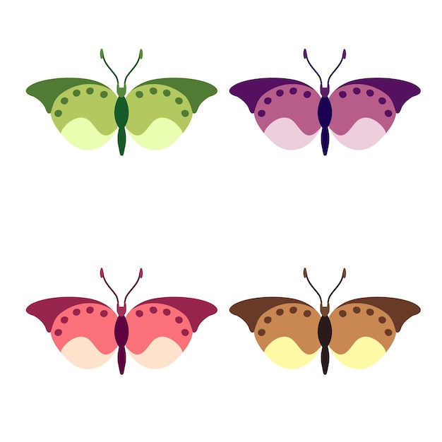 Coleção de vetores insetos borboleta coloridos design decorativo estilo plano isométrico