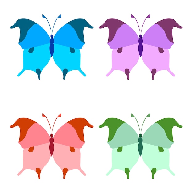 Coleção de vetores insetos borboleta coloridos design decorativo estilo plano isométrico