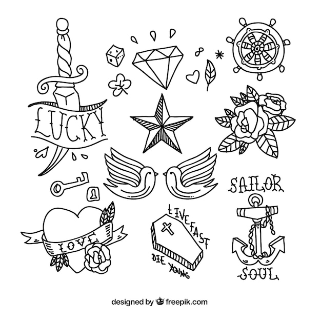 Coleção do doodle do tatuagem