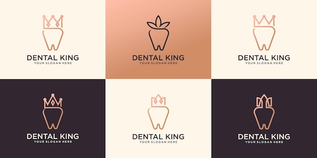 Coleção do logotipo da clínica da coroa dentária premium vector