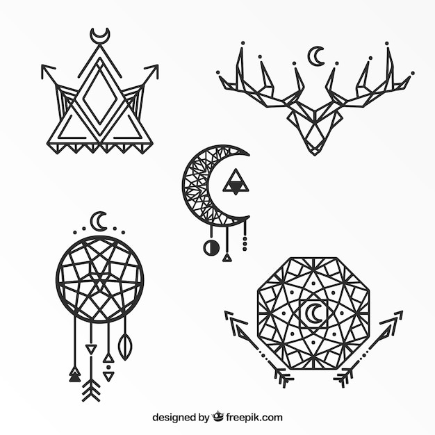 Vetor coleção geométrica de tatuagens étnicas