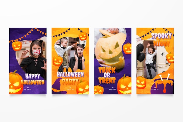 Coleção gradiente de histórias do Instagram de Halloween
