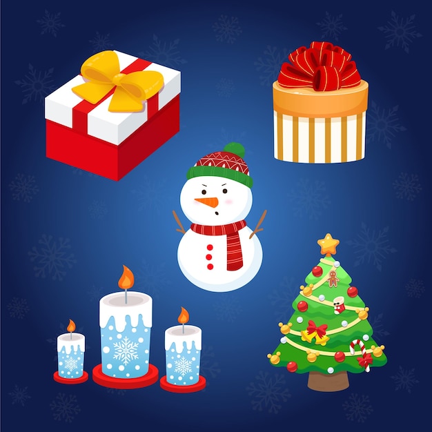 Vetor coleção gratuita de elementos de clipart de natal vetoriais