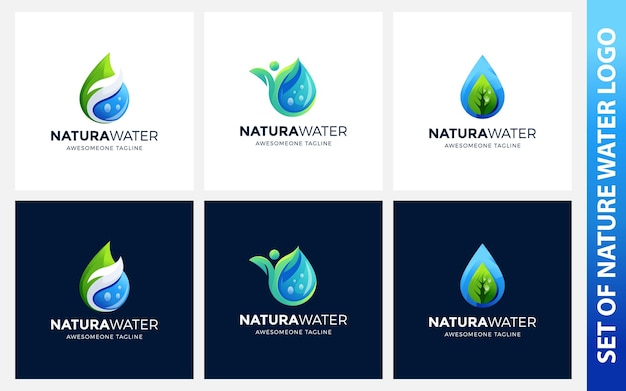 Coleção ilustração vetorial de design de logotipo de água natureza