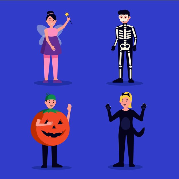 Vetor coleção infantil de halloween de design plano