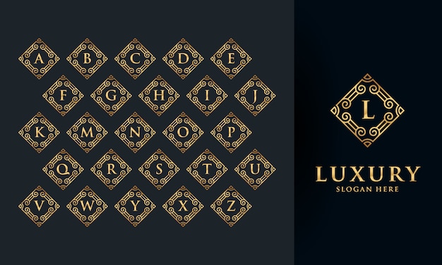 Coleção inicial de luxo com ideia de design de logotipo de ornamento