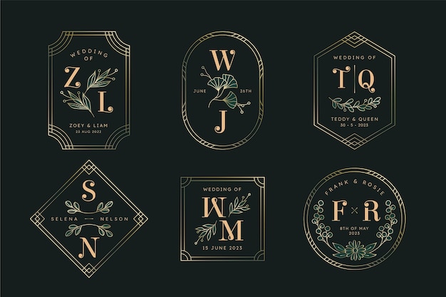 Coleção linear de monogramas de casamento