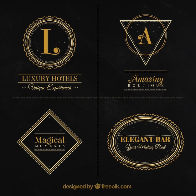 Coleção luxuosa de logotipos do vintage