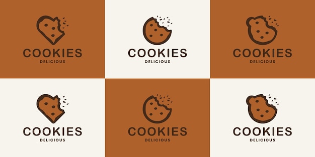 Coleção minimalista de design de logotipo de biscoitos de comida para restaurante, loja de biscoitos