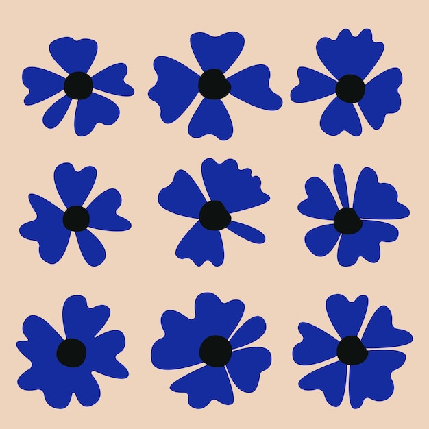 Coleção moderna de flores azul