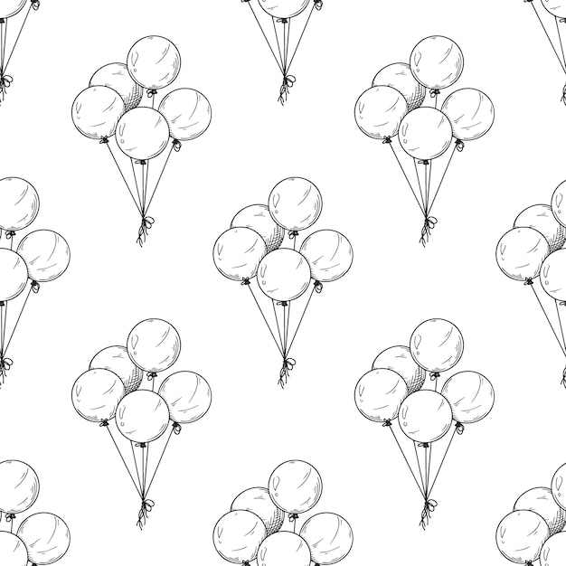 Coleção monocromática de padrão sem emenda de balões