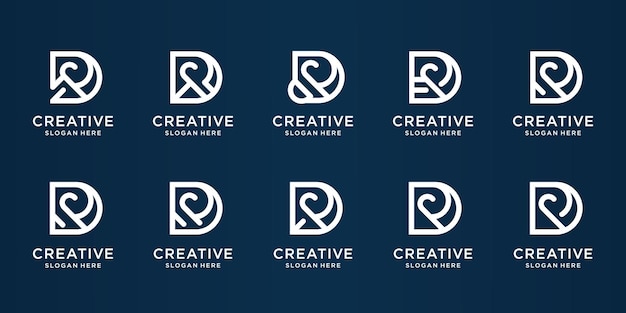 Coleção monograma d e r logotipo conceito abstrato estilo linear inspiração letra inicial do logotipo