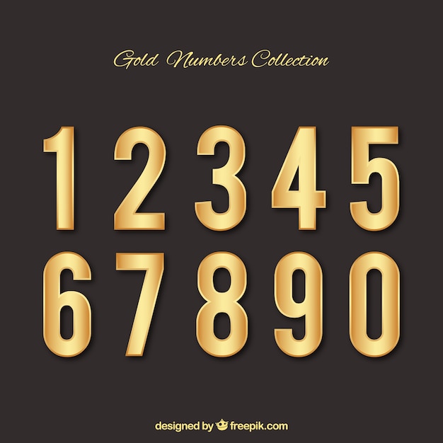 Vetor coleção número com estilo de ouro