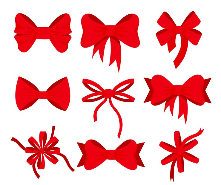 Coleção plana de fitas de natal