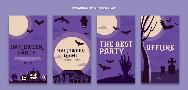 Coleção plana de histórias do Instagram de halloween