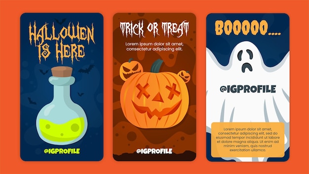 Coleção plana de histórias do Instagram de halloween