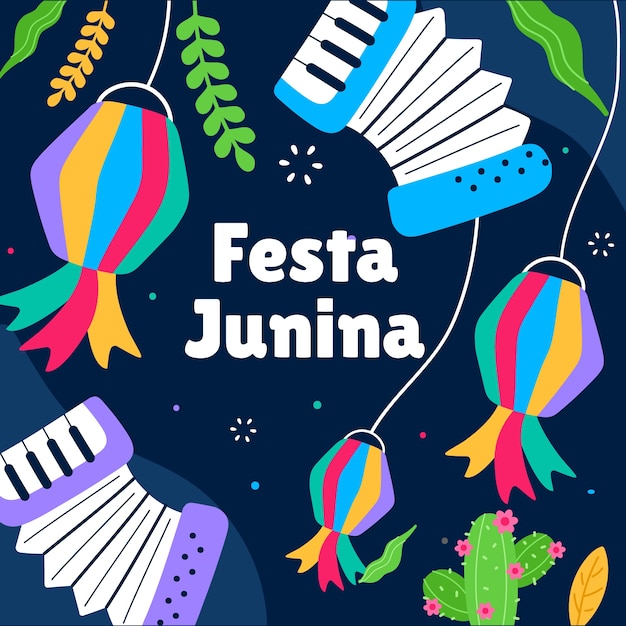 Coleção plana de postagens do instagram para celebrações de festas juninas brasileiras