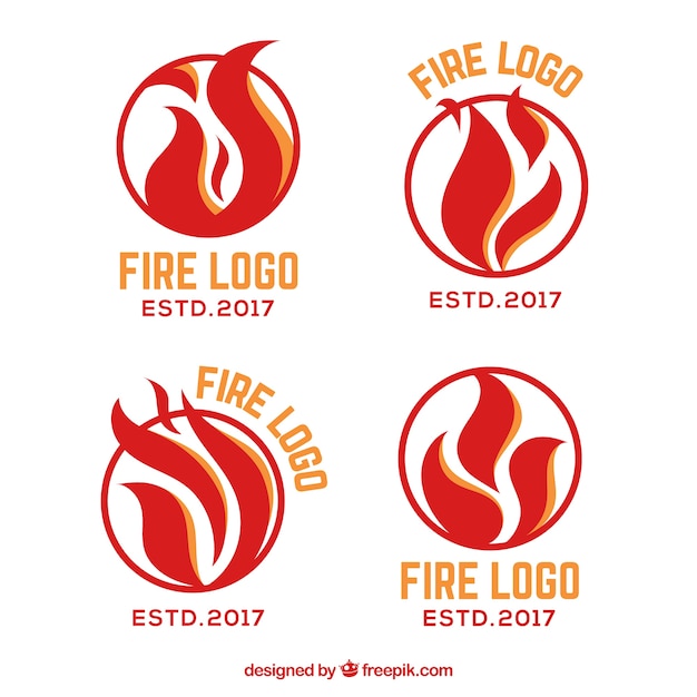 Coleção plana do logo de fogo design