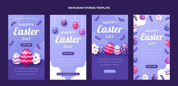 Coleção realista de histórias do instagram de páscoa