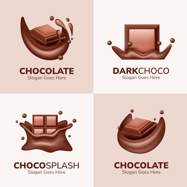 Coleção realista de logotipos de chocolate