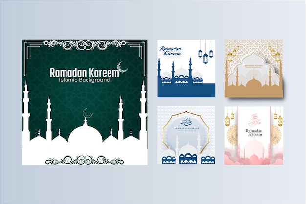 Coleção realista de postagens do instagram do ramadan kareem