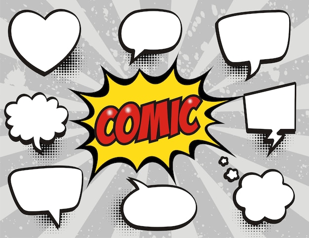 Coleção retro comic speech bubbles